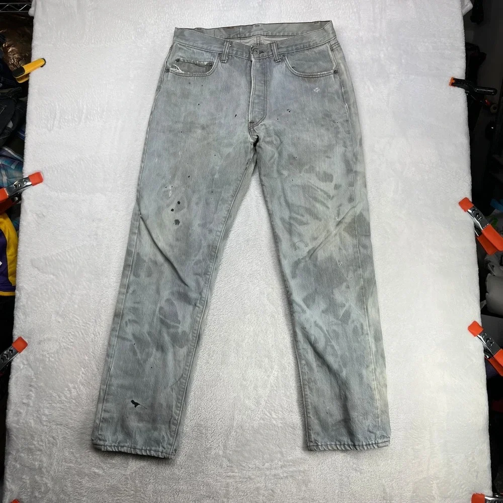 Levi's Straight‎ Jeans Men's Blue Denim Pockets Classic Button Fly 32X30 - Flaws